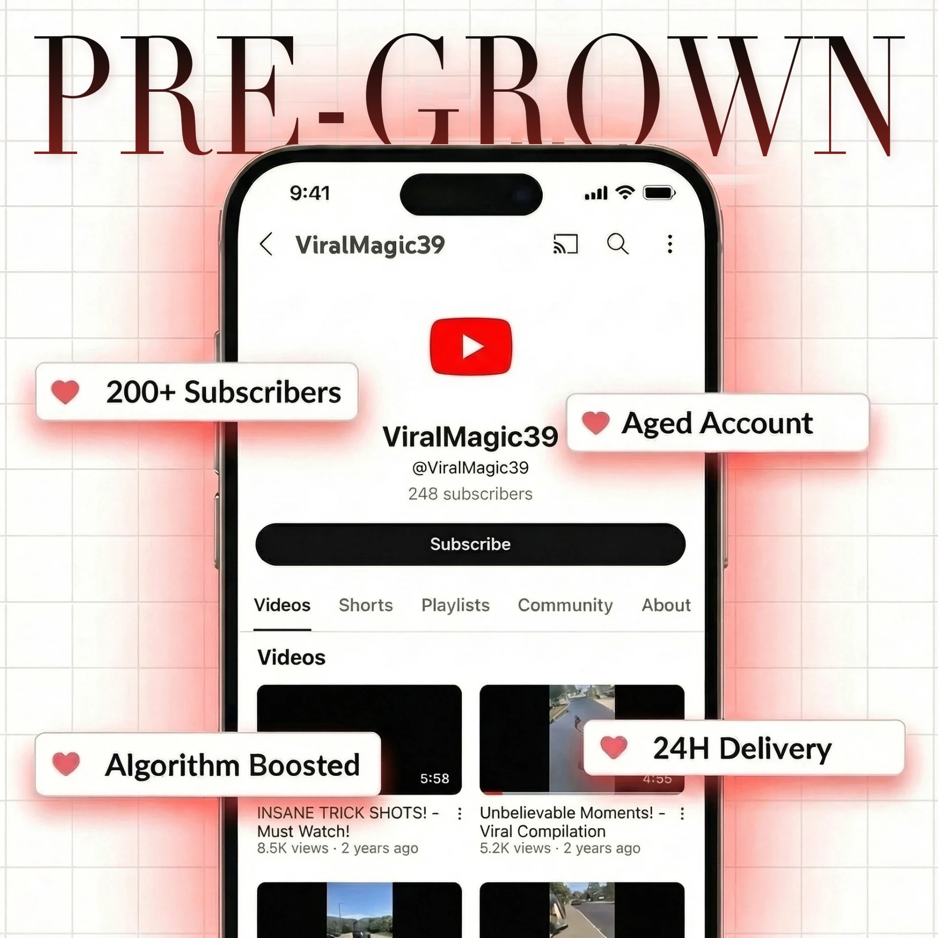 Pre-Grown YouTube Channel